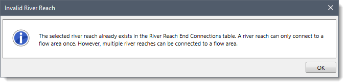 Invalid River Reach dialog box