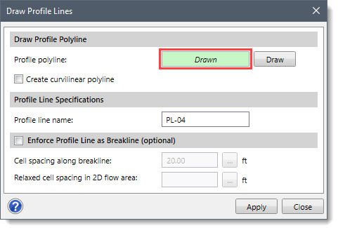 Profile polyline read-only field 