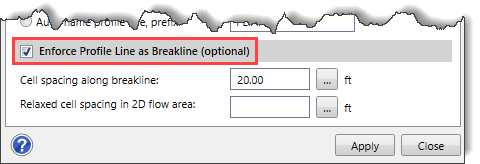 Enforce Profile Line as Breakline (optional) checkbox option 